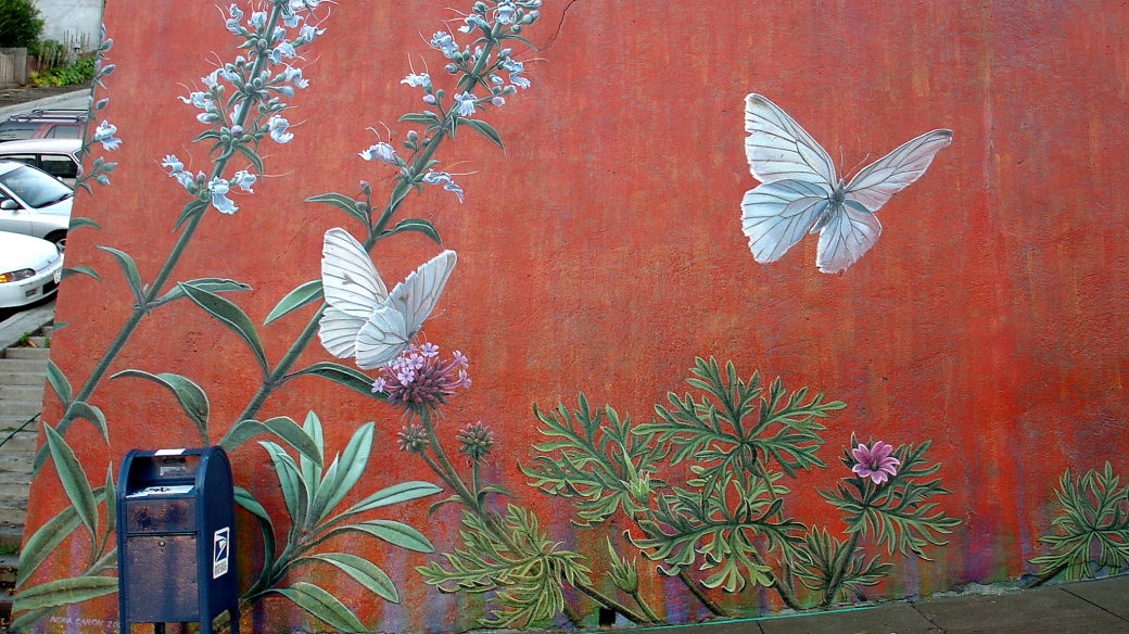 Botanical mural by Mona Caron