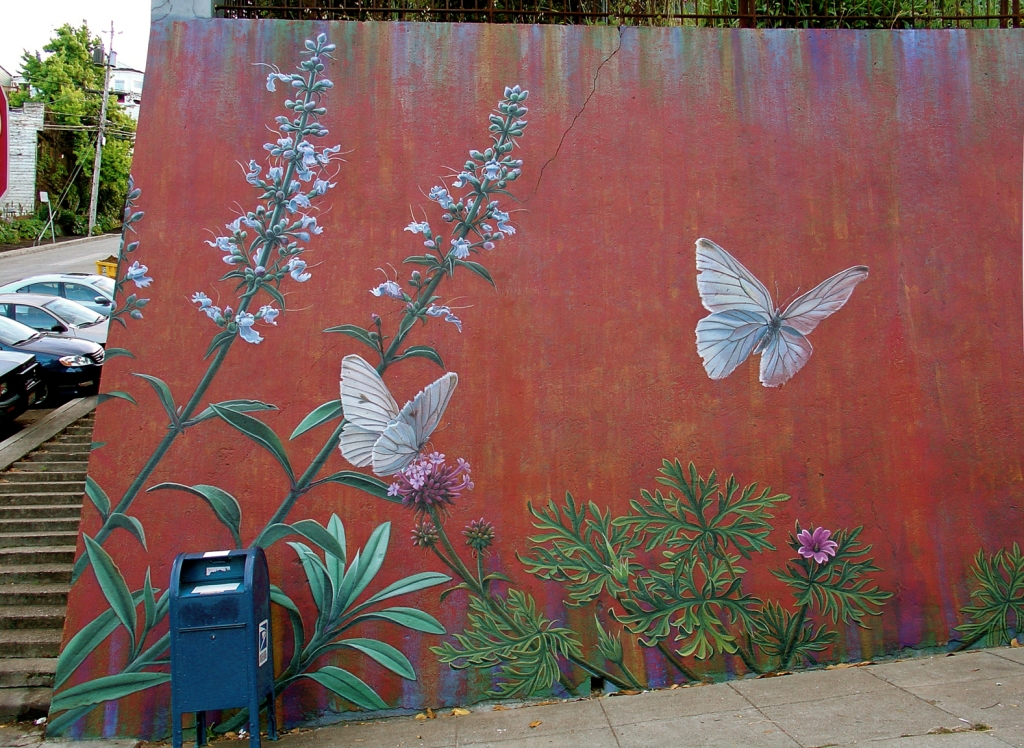 Detail of The Botanical Mural by Mona Caron