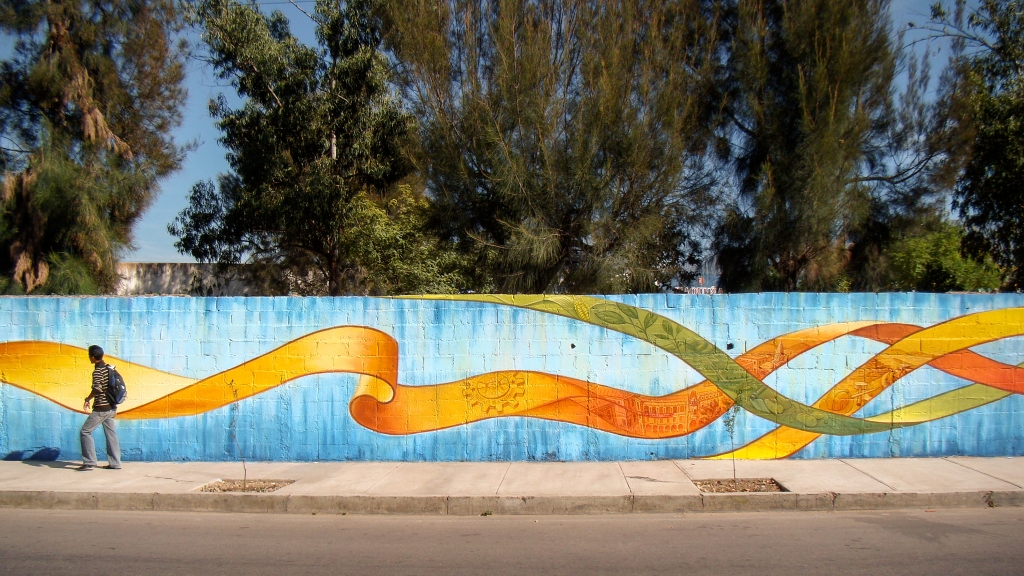 Water War mural in Cochabamba, Bolivia by Mona Caron (detail)
