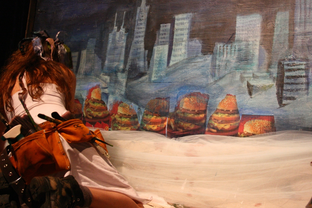Mona Caron live painting Slow Food at counterPULSE